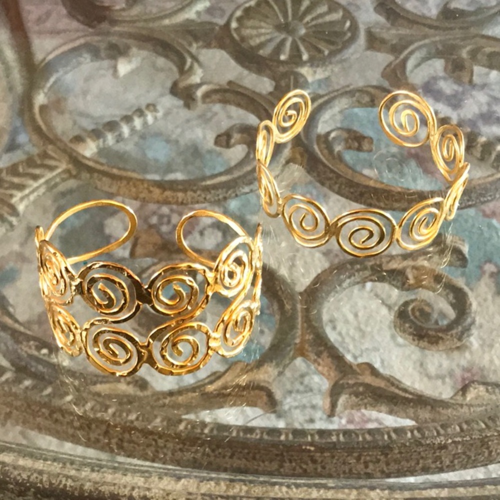 Two Gold-tone Cuff Bracelets